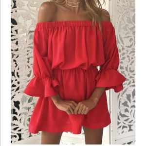 Off The Shoulder Red Mini Dress